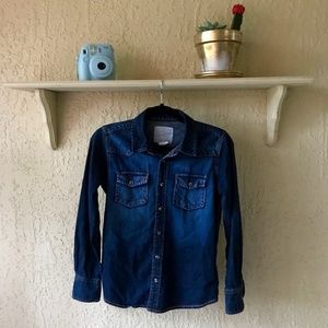 OVERDRIVE CLOTHING Dark Denim Button Down Shirt